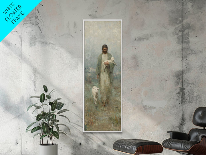 Lamb Of Hope – Framed Canvas Print – Tall Narrow Wall Art – Christian Art – Jesus Painting – Christian Canvas – Christmas Art