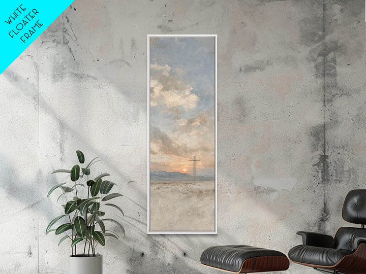 Desert Morning Cross | Framed Canvas Print | Tall Skinny Art Print | Christian Wall Art | Christian Art Canvas | Subtle Christian Art | Chr