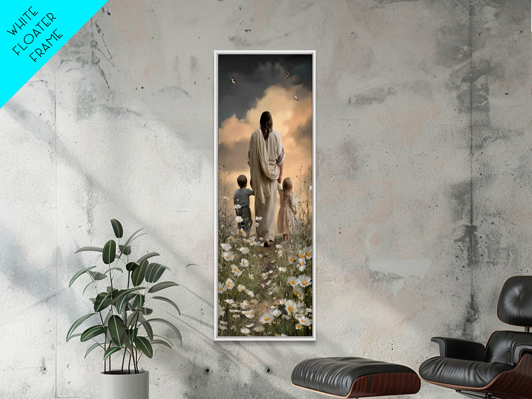 Garden Of His Care – Framed Canvas Print – Narrow Art – Christian Art Canvas – Jesus Painting – Christian Wall Art – Christian Art – Christ