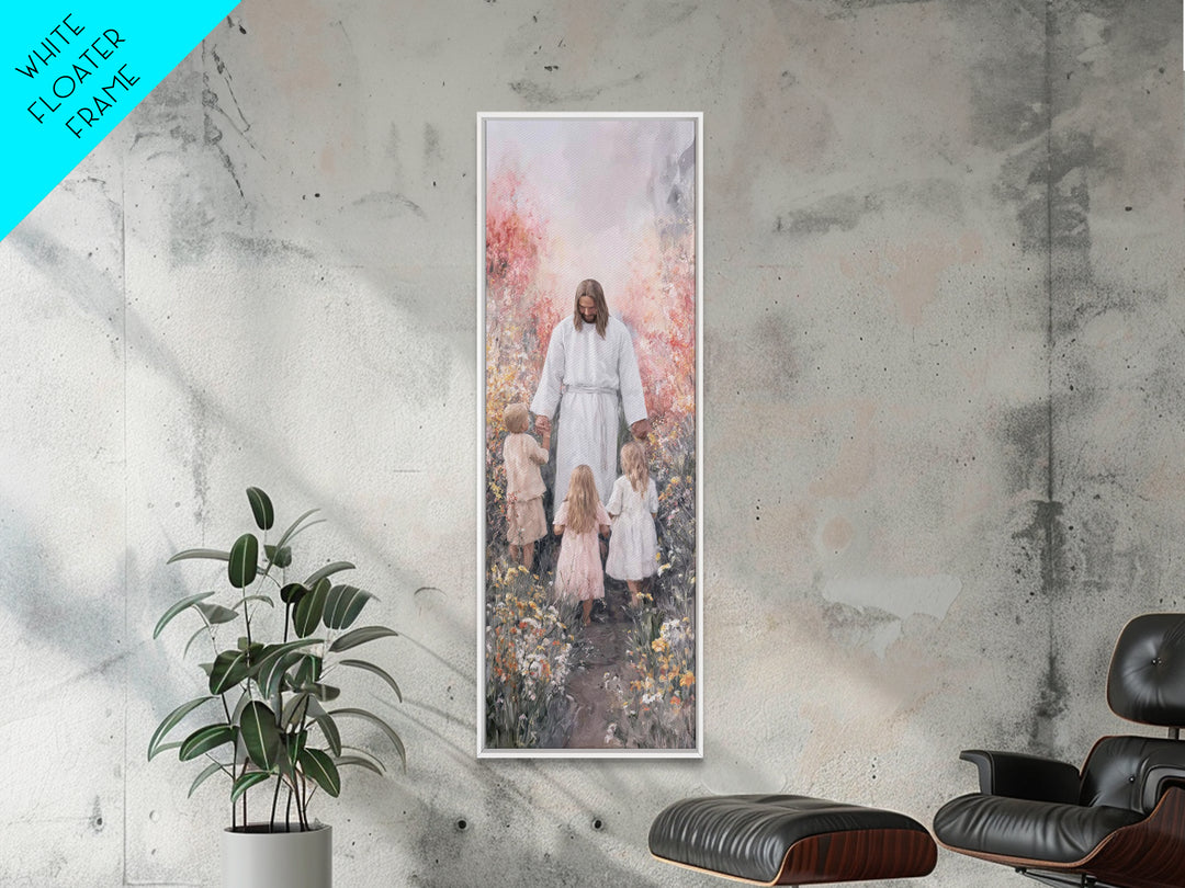 Garden Blessing Light - Framed Canvas Print - Narrow Art - Christian Art - Jesus Painting - Christian Canvas Art - Christian Gift Ideas
