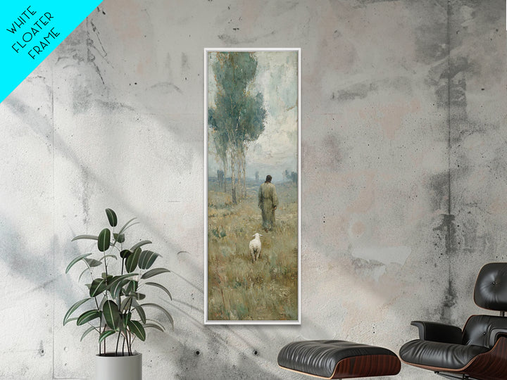 Horizon Of Gentle Peace - Framed Canvas Print - Tall Skinny Art Print - Christian Art - Christian Wall Art - Jesus Painting