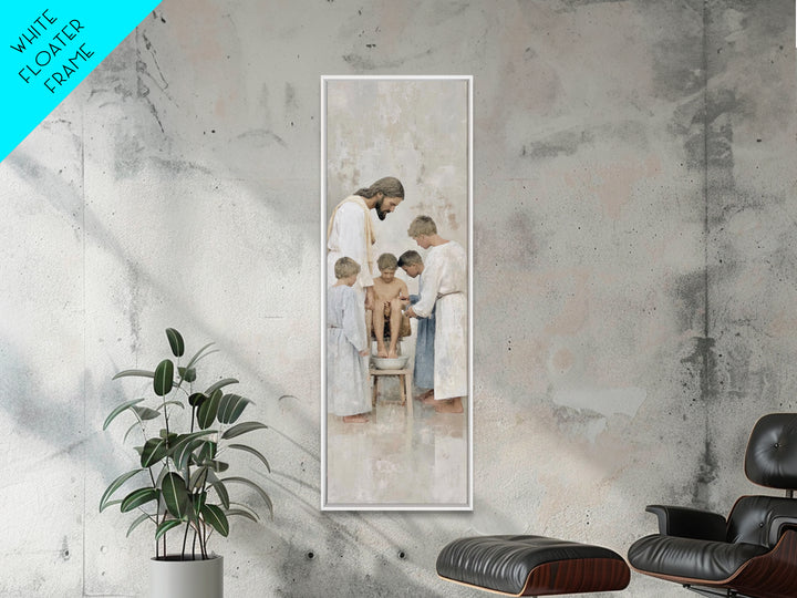 Footsteps Of Love | Framed Canvas Print | Christian Art Canvas | Jesus Painting | Christian Wall Art | Christian Gift Ideas | Tall Skinny A