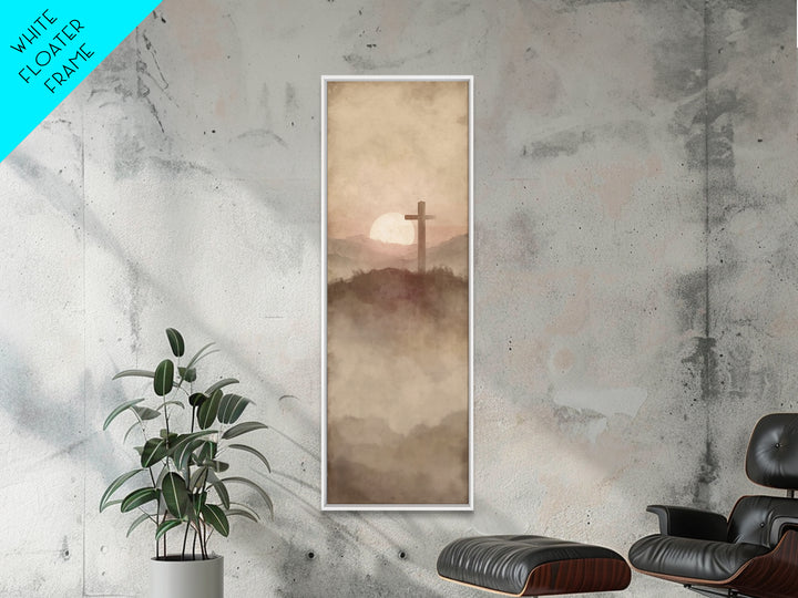 Silent Hill Cross | Framed Canvas Print | Tall Narrow Wall Art | Christian Art Canvas | Christian Wall Art | Subtle Christian Art | Christi