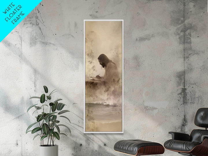 Waves Of Mercy - Framed Canvas Print - Tall Skinny Art Print - Jesus Painting - Christian Art Canvas - Christian Wall Art - Christian Art