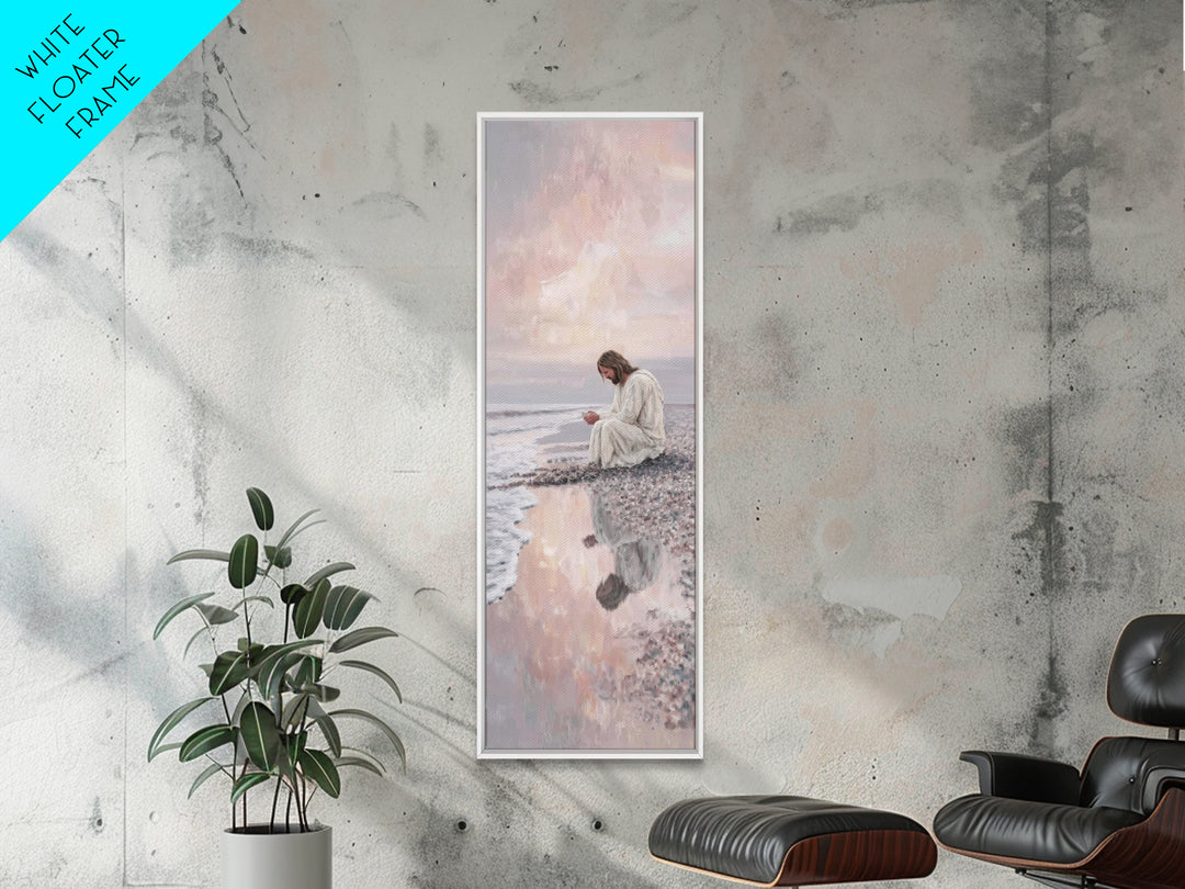 Morning Tide Grace - Framed Canvas Print - Tall Narrow Wall Art - Christian Art Canvas - Jesus Painting - Christian Wall Art - Christian Ar