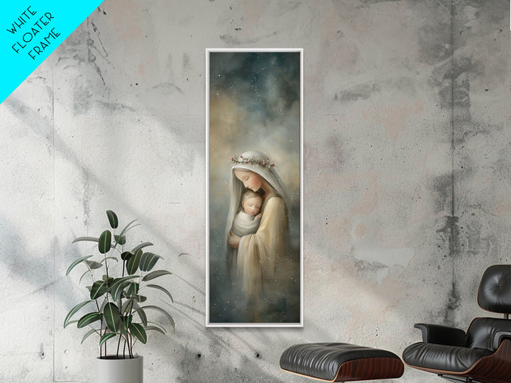 Starry Night Mercy | Framed Canvas Print | Tall Skinny Art Print | Christian Art Canvas | Christian Wall Art | Christian Christmas Art