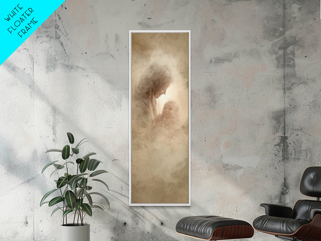 Blessed Glow | Framed Canvas Print | Narrow Art | Christian Wall Art | Christian Art Canvas | Christian Christmas Art | Jesus Art