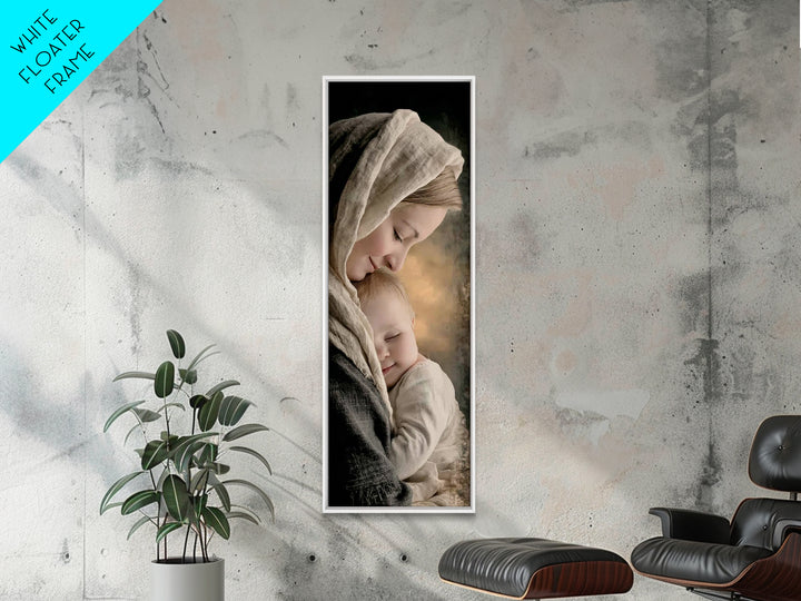 Sacred Tenderness | Framed Canvas Print | Skinny Art | Christian Wall Art | Christian Art Canvas | Christian Christmas Art | Jesus Art