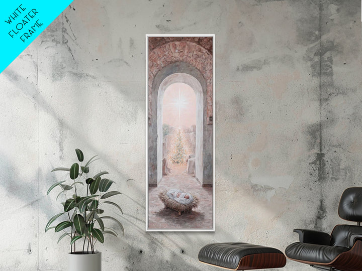 Holy Child Dawn – Framed Canvas Print – Tall Narrow Wall Art – Christian Christmas Art – Christian Art Canvas – Christian Wall Art – Christ