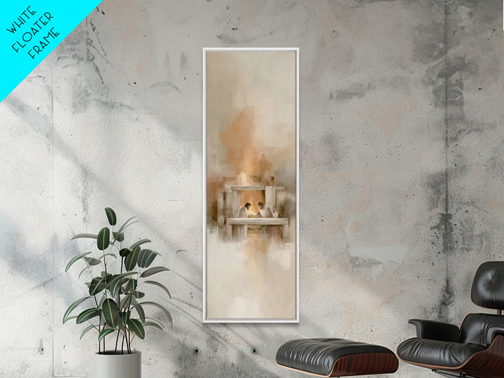 Holy Family Radiance – Framed Canvas Print – Tall Narrow Wall Art – Christian Art Canvas – Modern Christian Art – Christmas Art – Christian