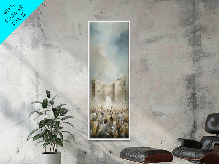 Palm Day Rejoicing – Framed Canvas Print – Tall Skinny Art Print – Christian Art – Christmas Wall Art – Christian Art Canvas – Christian Gi