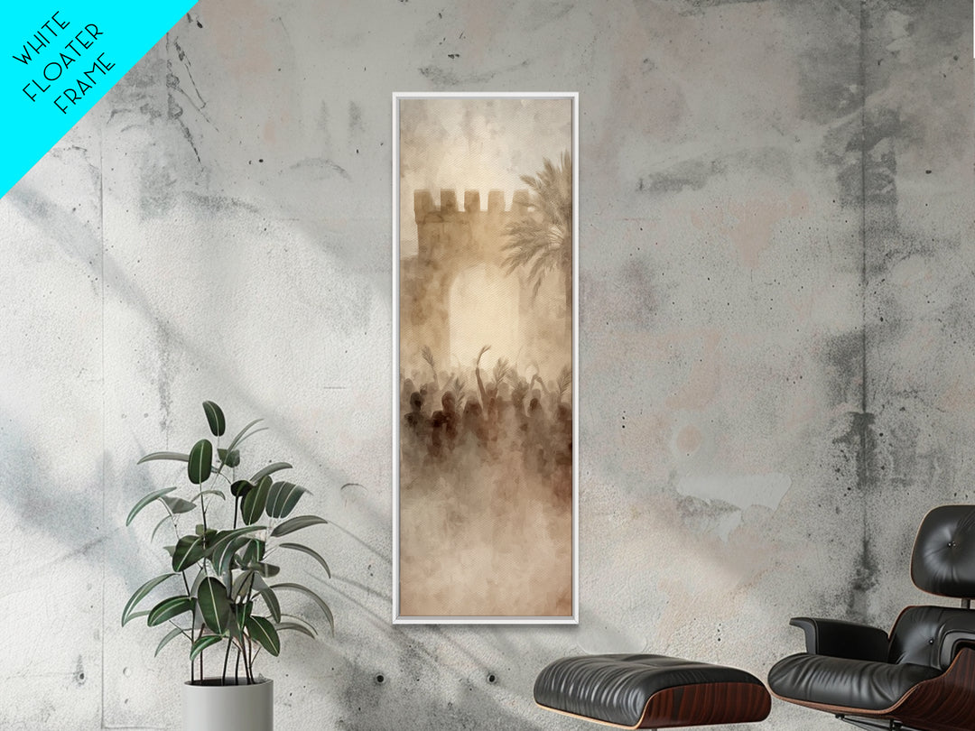 Jerusalem Dawn Crowds – Framed Canvas Print – Narrow Art – Christian Art Print – Christian Wall Art – Christmas Art – Christian Decoration