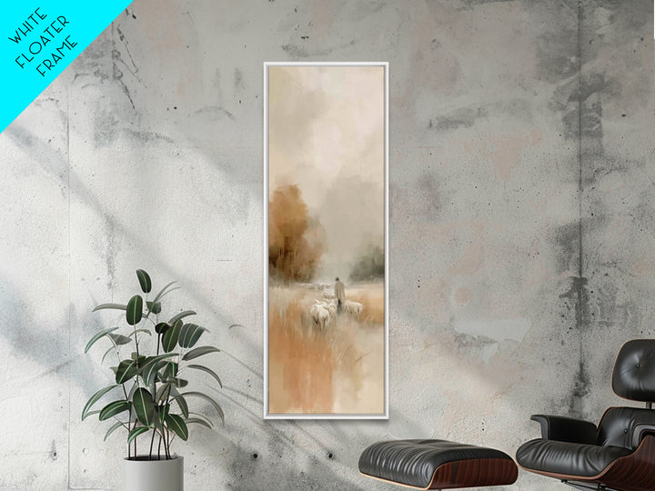 Shepherds In Mist – Framed Canvas Print – Tall Skinny Art Print – Christian Wall Art – Christian Art – Jesus Painting – Christian Decor