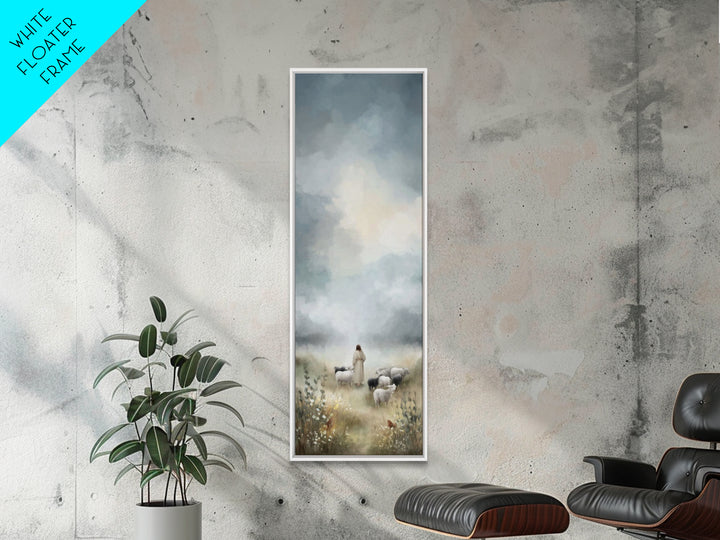 Pastures Of Grace – Framed Canvas Print – Tall Narrow Wall Art – Christian Art Canvas – Christian Art – Jesus Painting – Christian Decor