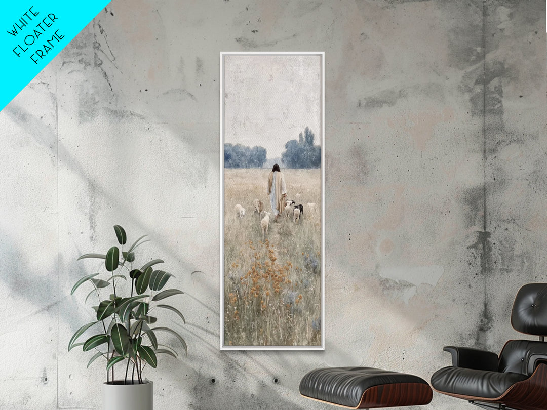 Shepherds Of Dawn – Framed Canvas Print – Tall Narrow Wall Art – Christian Art – Christian Painting – Christian Decor – Jesus Painting