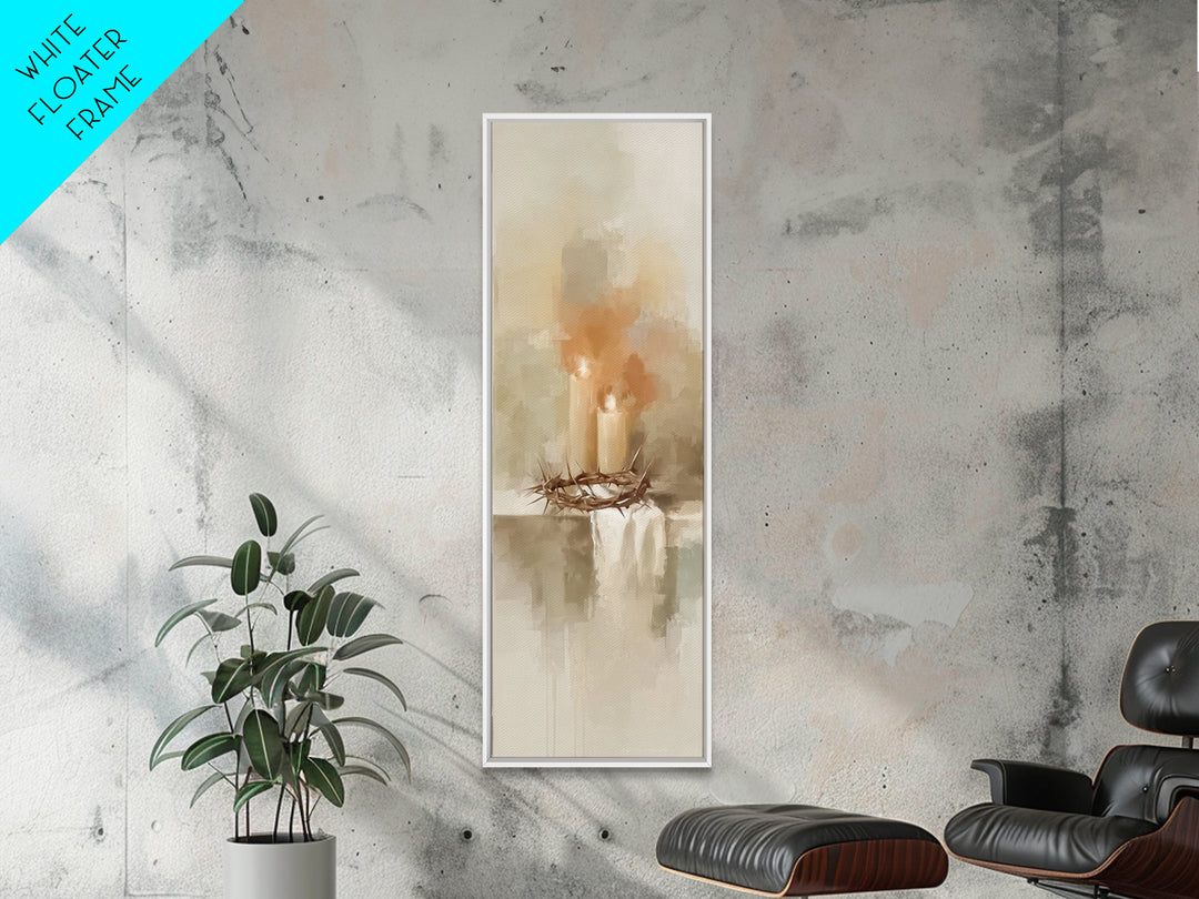 Silent Ember Grace | Framed Canvas Print | Christian Art Canvas | Modern Christian Art | Tall Skinny Art Print | Christian Wall Art | Chris