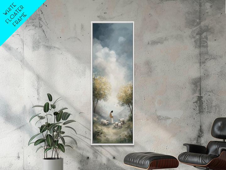 Gentle Shepherd – Framed Canvas Print – Narrow Art – Christian Art – Christian Wall Art – Jesus Painting – Christian Art Canvas – Christian