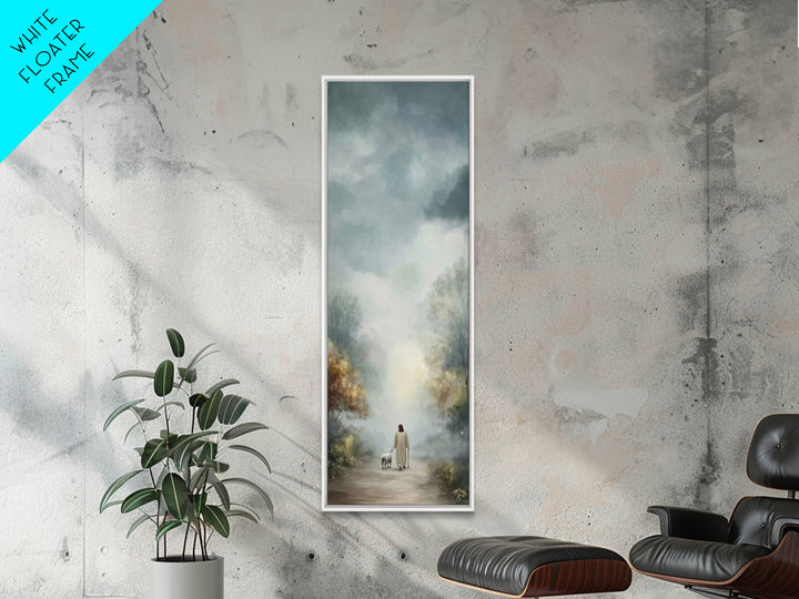 Peaceful Walk Ahead | Framed Canvas Print | Narrow Art | Christian Art Canvas | Jesus Art Print | Christian Decor | Christmas Canvas Wall A