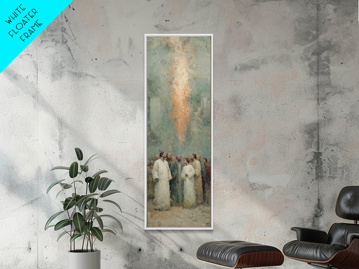 Spirit Of Gathering, Framed Canvas Print, Tall Narrow Wall Art, Christian Art Painting, Christian Christmas Art, Subtle Christian Paintings