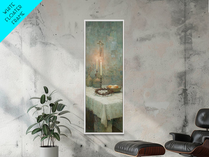 Table Of Redemption – Framed Canvas Print – Vintage Christian Art – Christian Art Work – Tall Narrow Wall Art – Christmas Art – Christian D