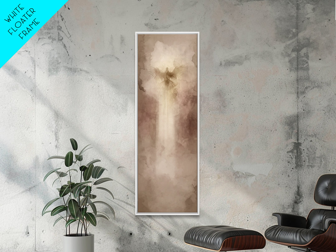 Heavenly Ascent Dove, Framed Canvas Print, Christian Art Canvas, Modern Christian Art, Tall Skinny Art Print, Christian Painting, Christian