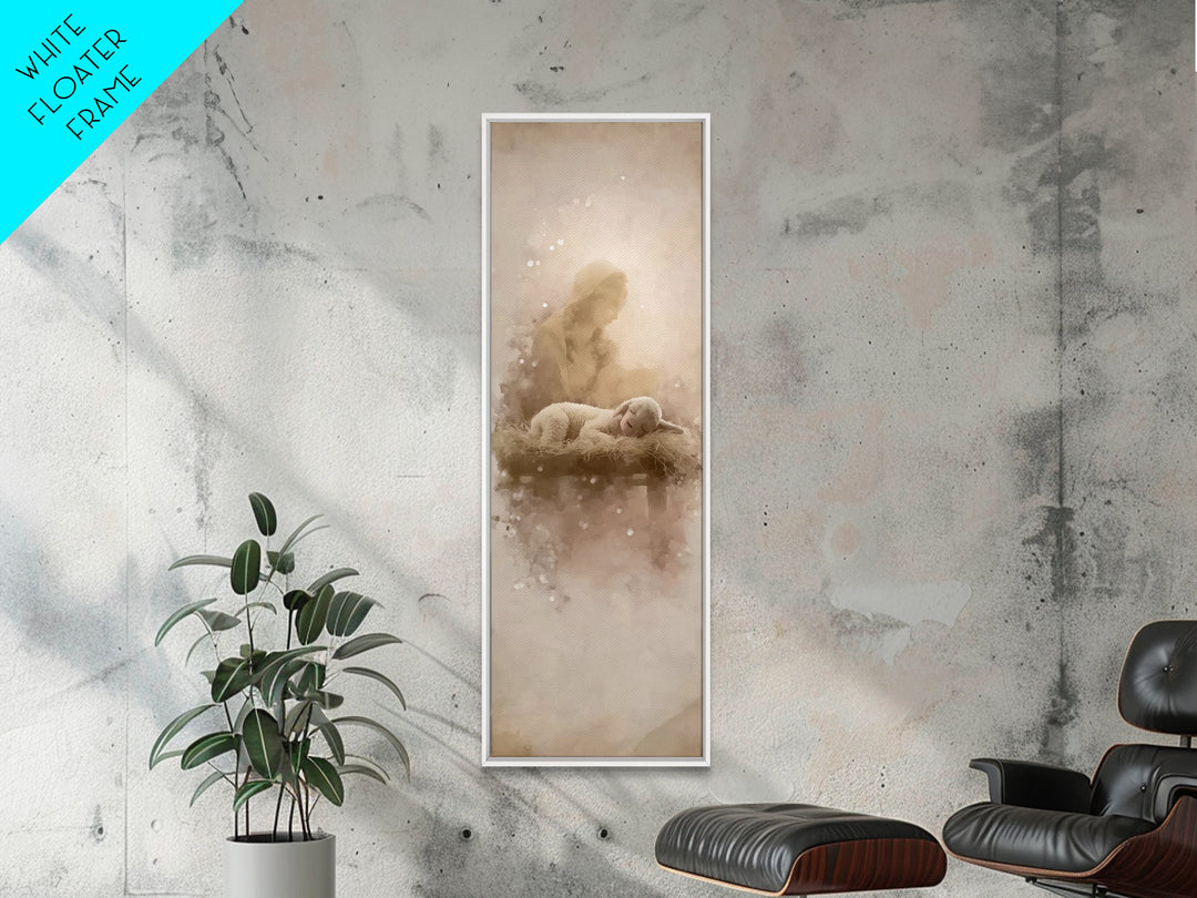 Lamb Of Pure Light – Framed Canvas Print – Tall Skinny Art Print – Christian Art – Christian Art Canvas – Christmas Art – Christian Wall Ar
