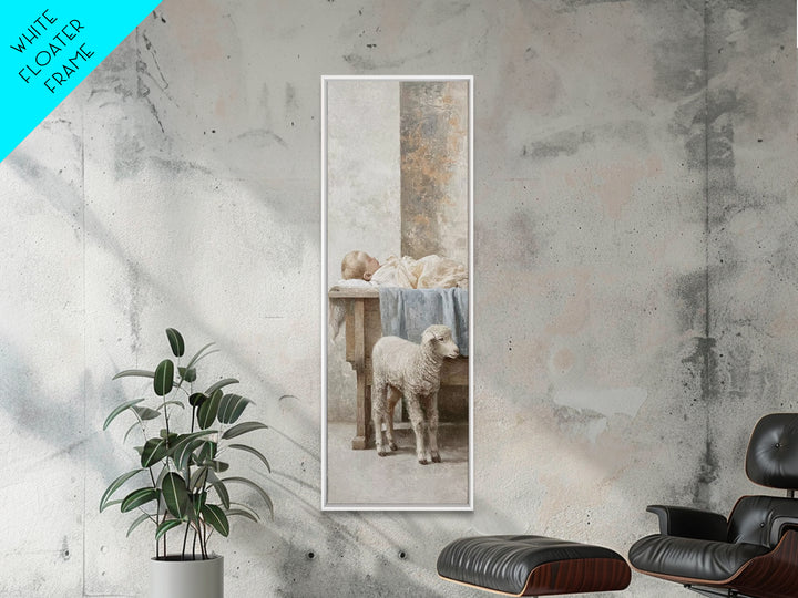 Graceful Nativity Light – Framed Canvas Print – Christian Wall Art – Jesus Christmas Art – Christian Art Canvas – Tall Narrow Wall Art