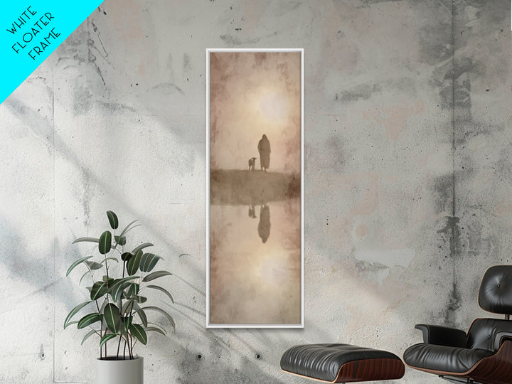 Silent Shepherd Walk – Framed Canvas Print – Christian Art Canvas – Christian Wall Art – Jesus Painting – Tall Skinny Art Print – Christian