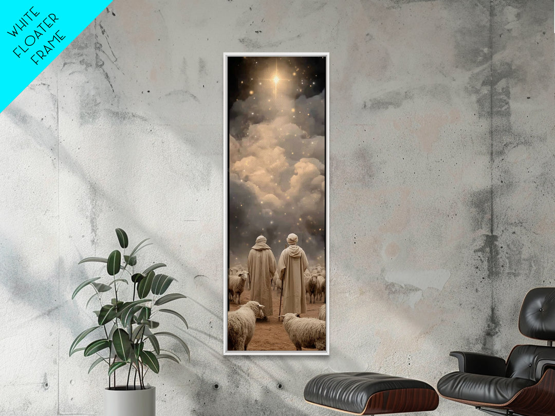 Bethlehem’s Calling Light – Framed Canvas Print – Christian Art Canvas – Narrow Art – Christian Christmas Art – Christian Wall Art
