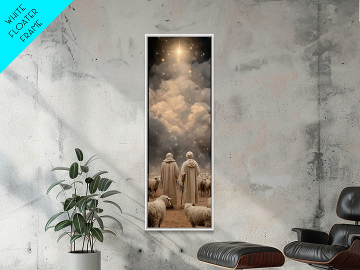 Bethlehem’s Calling Light – Framed Canvas Print – Christian Art Canvas – Narrow Art – Christian Christmas Art – Christian Wall Art
