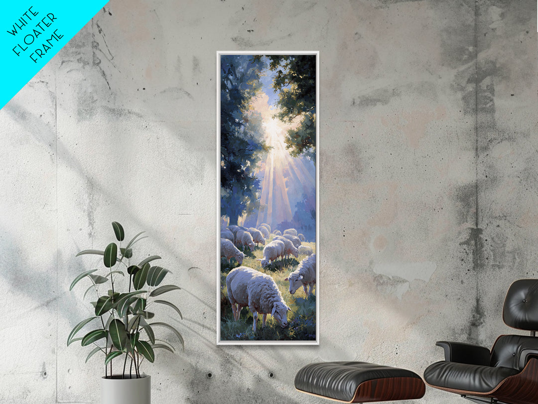 Blessed Pasture Dawn – Framed Canvas Print – Christian Wall Art – Christian Art Canvas – Christian Art – Tall Narrow Wall Art – Jesus Paint