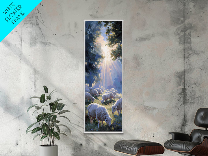 Blessed Pasture Dawn – Framed Canvas Print – Christian Wall Art – Christian Art Canvas – Christian Art – Tall Narrow Wall Art – Jesus Paint