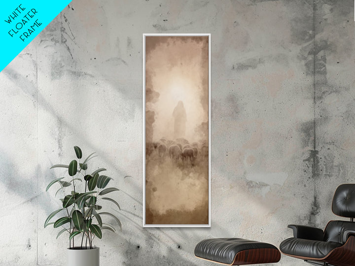 Shepherds In Light - Framed Canvas Print - Christian Wall Art - Narrow Art - Jesus Painting - Christmas Art - Christian Art Canvas