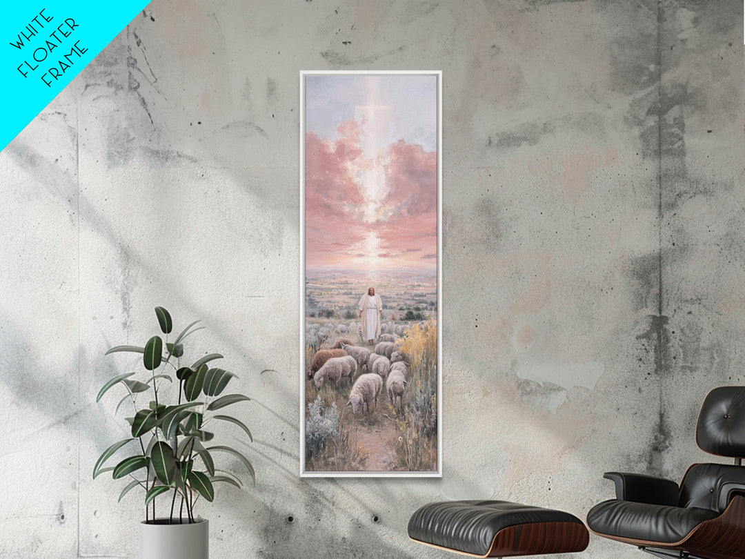 Guiding Shepherd Path | Framed Canvas Print | Christian Wall Art | Skinny Art | Christian Painting | Christmas Wall Art | Jesus Art Canvas