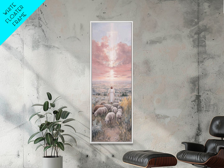 Guiding Shepherd Path | Framed Canvas Print | Christian Wall Art | Skinny Art | Christian Painting | Christmas Wall Art | Jesus Art Canvas