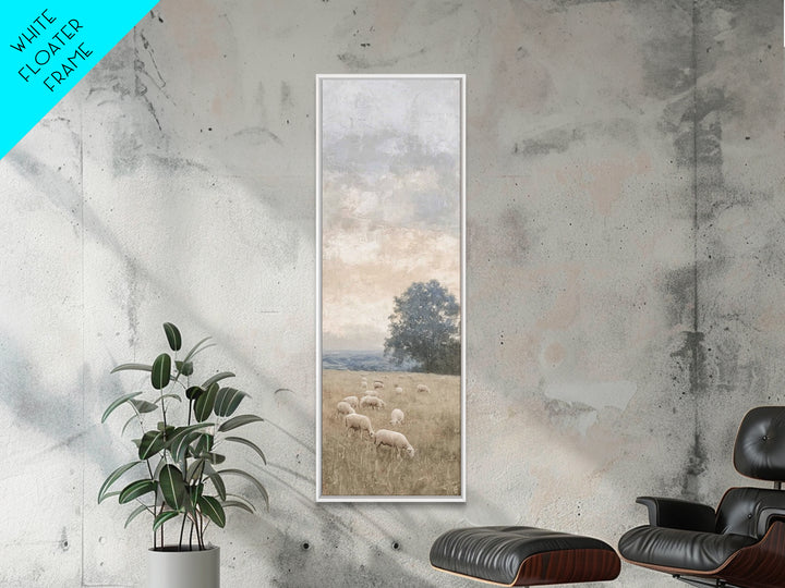 Heavenly Pasture Peace - Framed Canvas Print - Christian Christmas Art - Tall Narrow Wall Art - Jesus Painting - Christian Gift Ideas