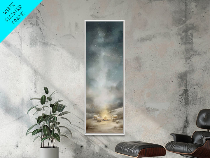 Gentle Pasture Sky | Framed Canvas Print | Christian Wall Art | Tall Skinny Art Print | Jesus Canvas Art | Christmas Decor | Christian Gift