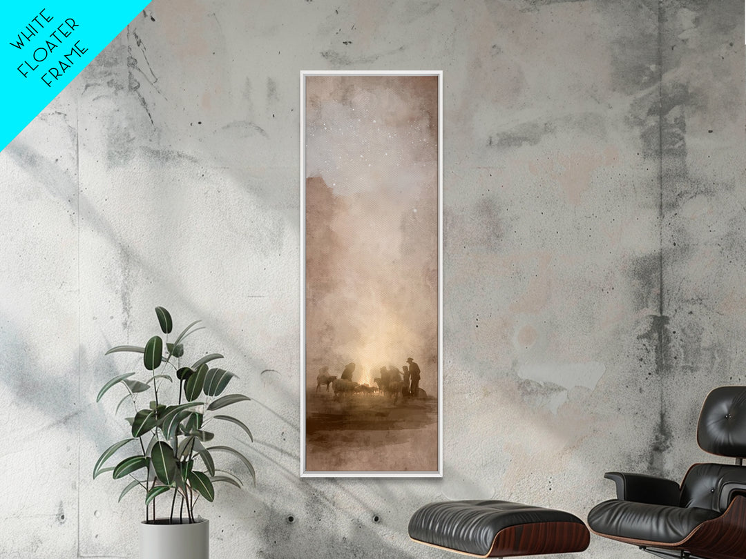 Desert Watch Glow - Framed Canvas Print - Christian Art Canvas - Tall Skinny Art Print - Christmas Art - Jesus Painting - Christian Decor