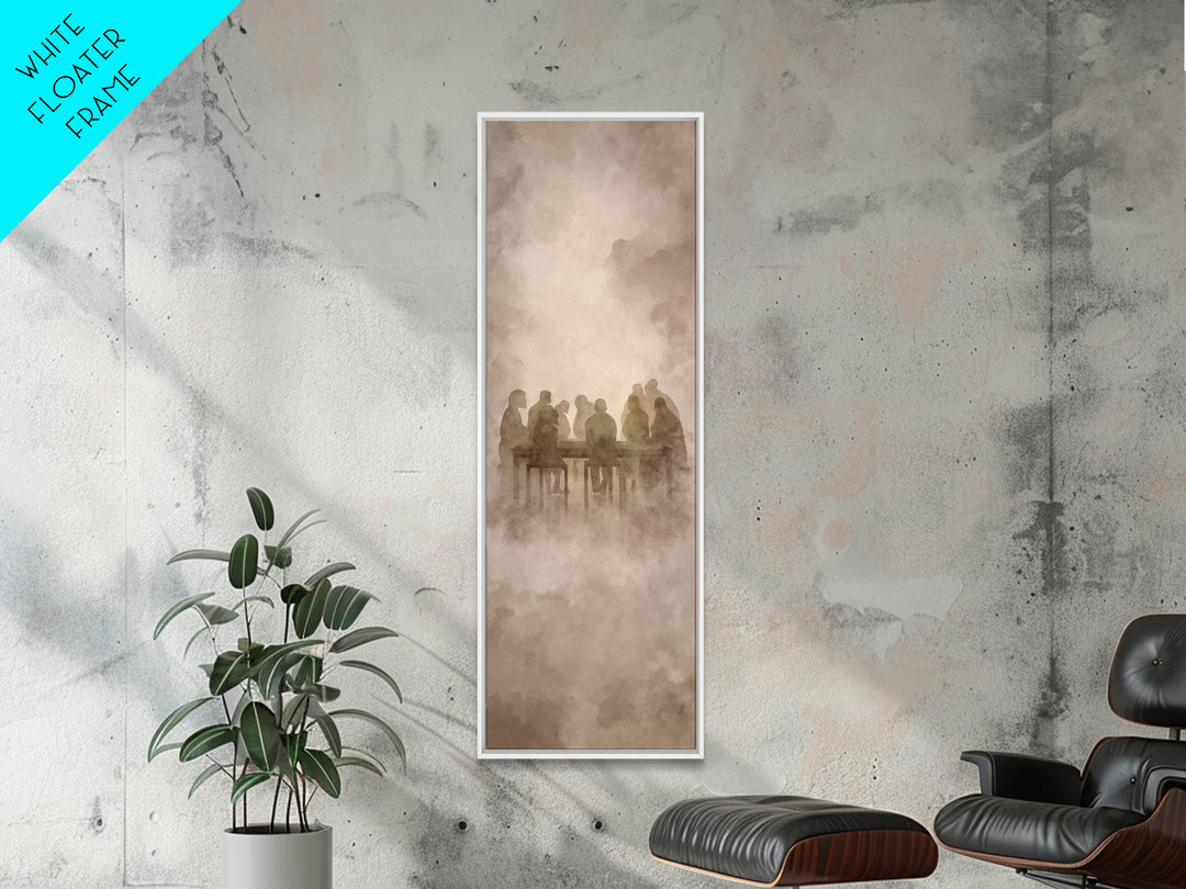 Heavenly Table Gathering | Framed Canvas Print | Christian Art Canvas | Christian Wall Art | Jesus Painting | Narrow Art | Christian Gift I
