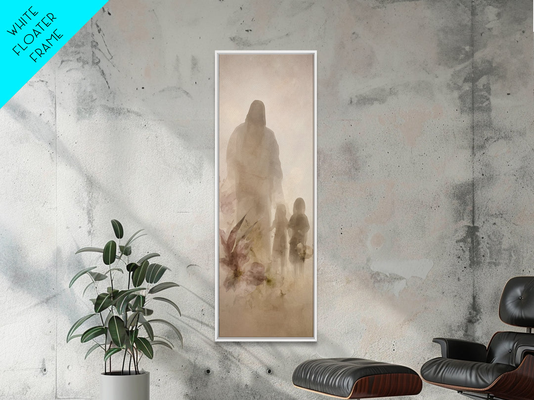 Heavenly Companions | Framed Canvas Print | Christian Wall Art | Christian Art Print | Jesus Painting | Tall Skinny Art Print
