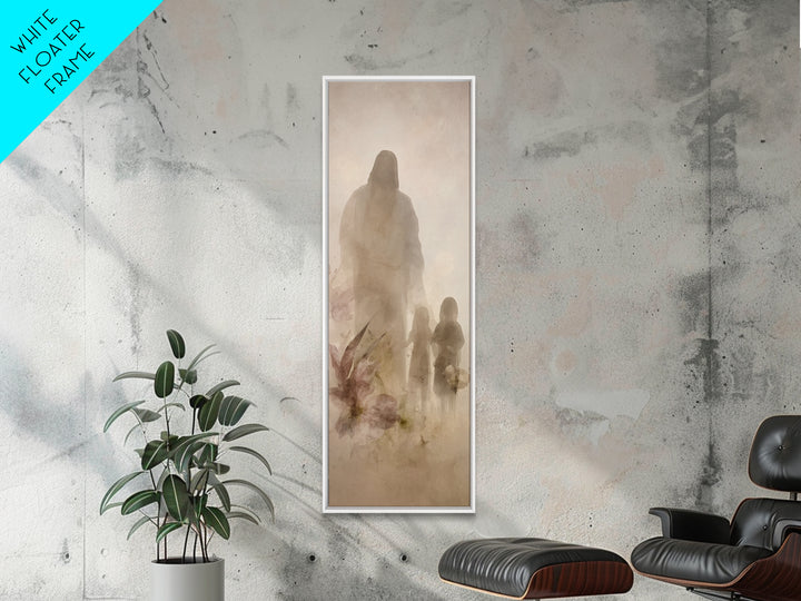 Heavenly Companions | Framed Canvas Print | Christian Wall Art | Christian Art Print | Jesus Painting | Tall Skinny Art Print
