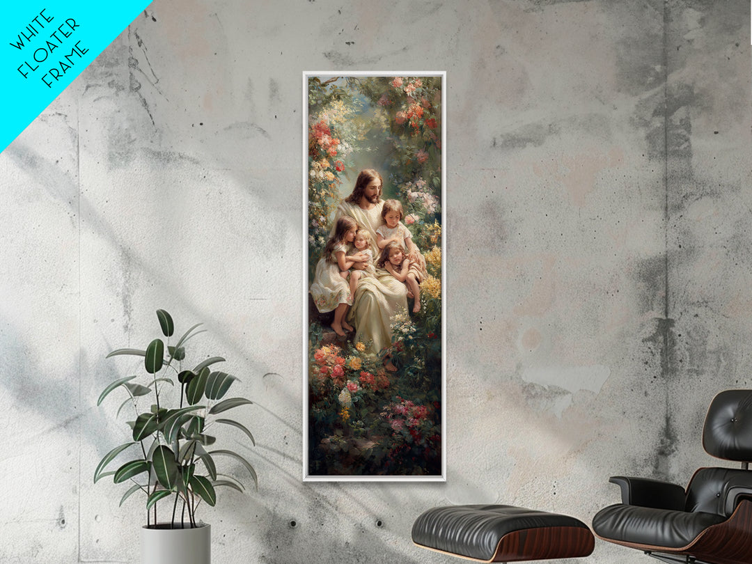 Gentle Shepherd Light | Framed Canvas Print | Christian Painting | Christian Art Canvas | Christian Wall Art | Narrow Art