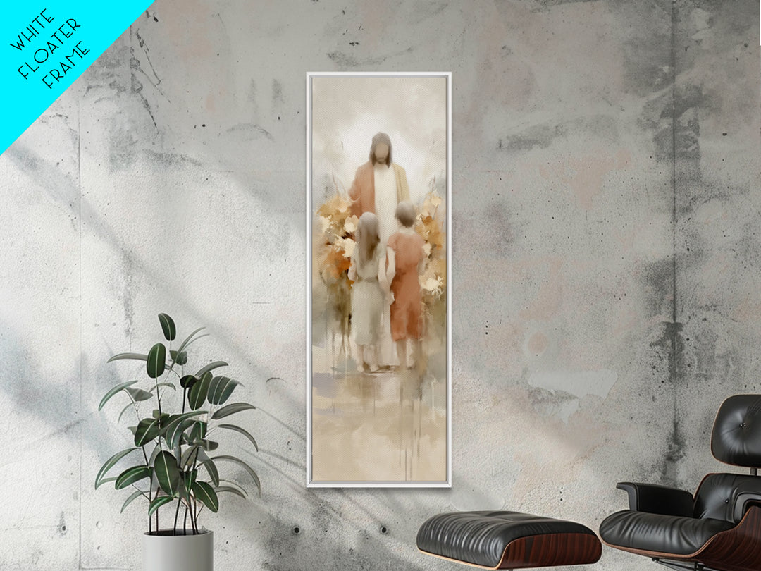 Blooming Devotion | Framed Canvas Print | Jesus Painting | Christian Art Print | Christian Wall Art | Narrow Art