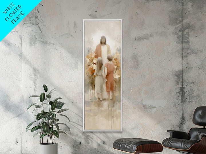 Blooming Devotion | Framed Canvas Print | Jesus Painting | Christian Art Print | Christian Wall Art | Narrow Art