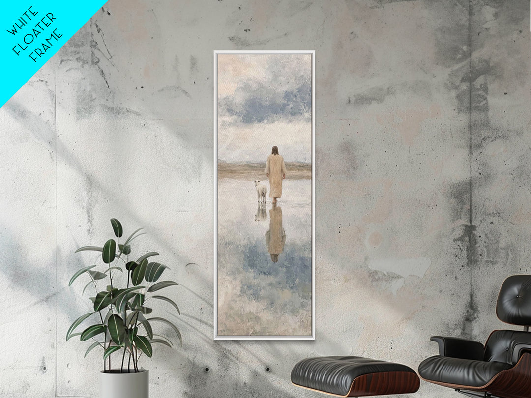 Shepherd’s Still Path – Framed Canvas Print – Christian Art Print – Jesus Painting – Christian Wall Art – Skinny Art – Modern Christian Art