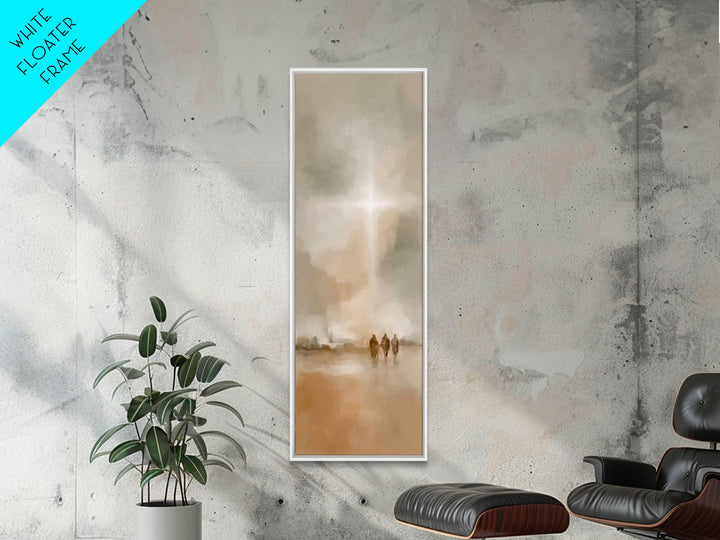 The Guiding Cross – Framed Canvas Print – Christian Wall Art – Christian Art Canvas – Christmas Art – Narrow Art – Christian Christmas Art