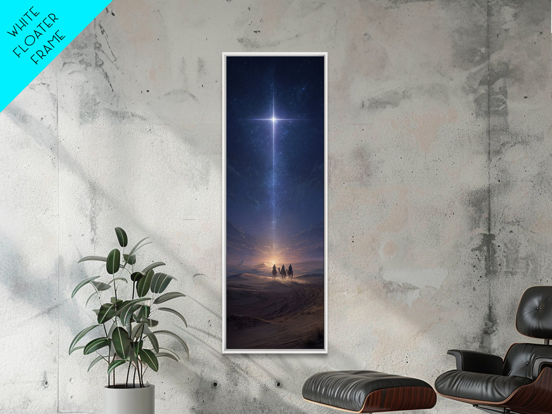 Cross Above The Sands, Framed Canvas Print, Christian Art Canvas, Christmas Art, Christian Wall Art, Skinny Art, Christian Christmas