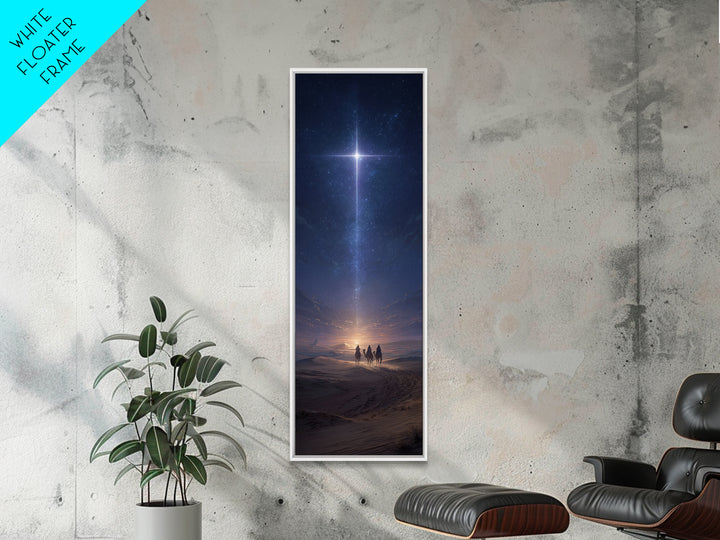 Cross Above The Sands, Framed Canvas Print, Christian Art Canvas, Christmas Art, Christian Wall Art, Skinny Art, Christian Christmas