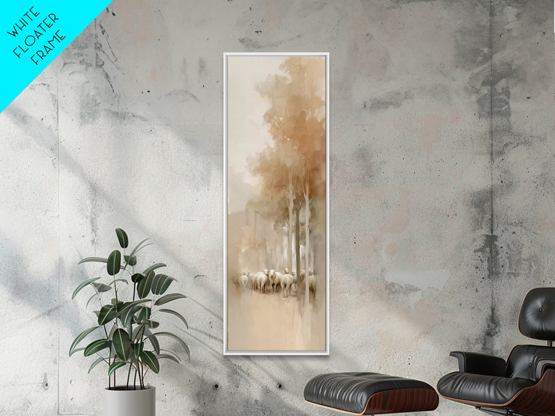 Quiet Woodland Flock – Framed Canvas Print – Christian Art Canvas – Christian Wall Art – Skinny Art – Christmas Art – Christian Christmas D