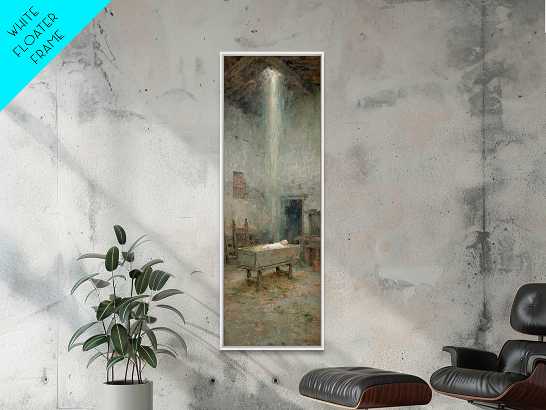 Silent Nativity Glow | Framed Canvas Print | Christian Wall Art | Christian Christmas Art | Christian Art Canvas | Jesus Painting | Christi